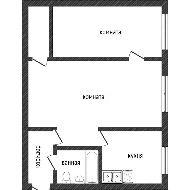 Квартира, 2 комнаты, 49.5 м - Фото 1