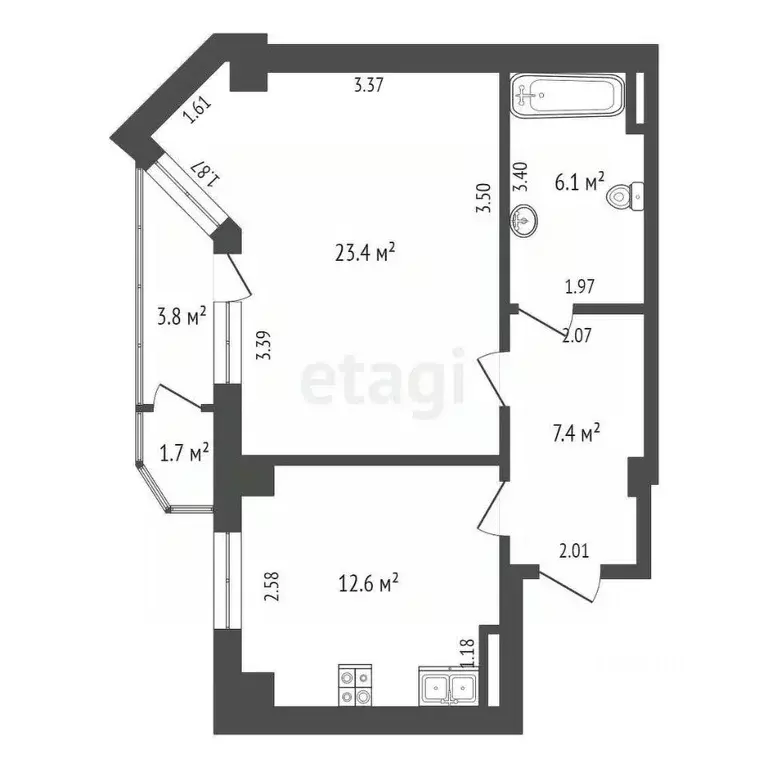 1-к кв. Ростовская область, Ростов-на-Дону Восточная ул., 7с2 (51.9 м) - Фото 1