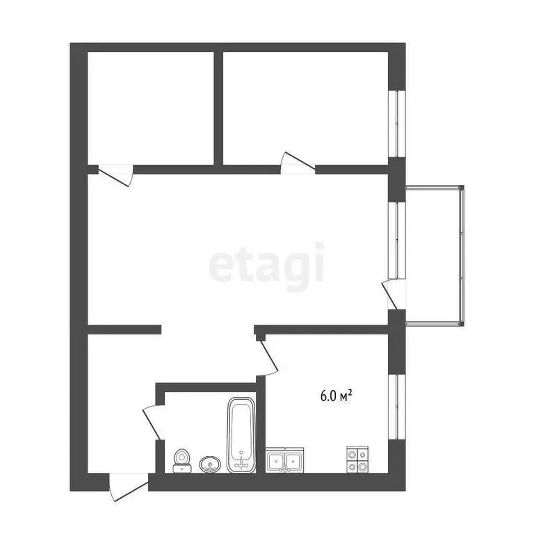 2-комнатная квартира: Кострома, улица Симановского, 79 (44.1 м) - Фото 0