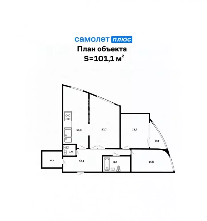 3-к кв. Свердловская область, Екатеринбург ул. Кузнецова, 7 (102.0 м) - Фото 2