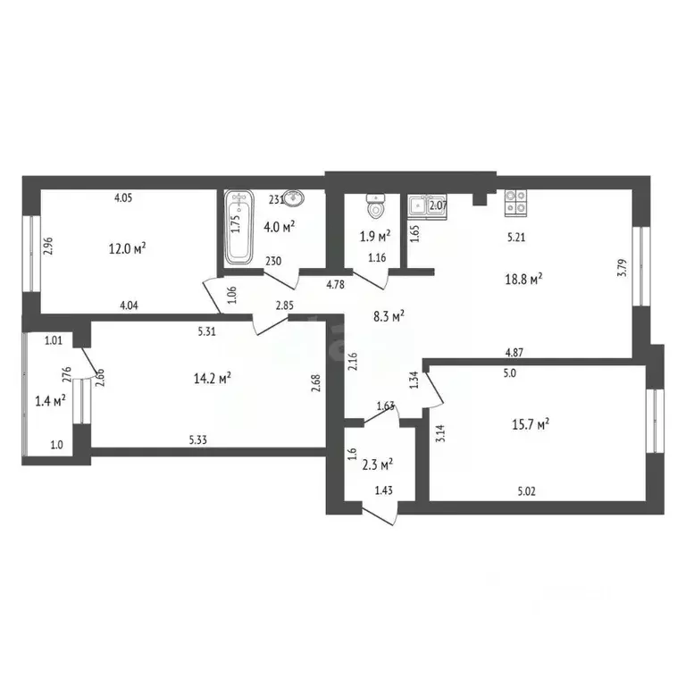 3-к кв. Калининградская область, Калининград ул. Героя России ... - Фото 2
