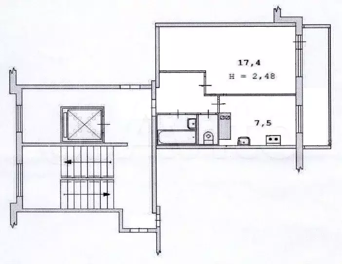 1-к. квартира, 33,4 м, 7/9 эт. - Фото 0