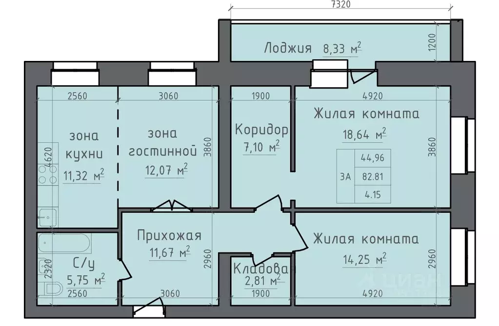 3-к кв. Хакасия, Абакан ул. Авиаторов, 1Е (86.96 м) - Фото 1