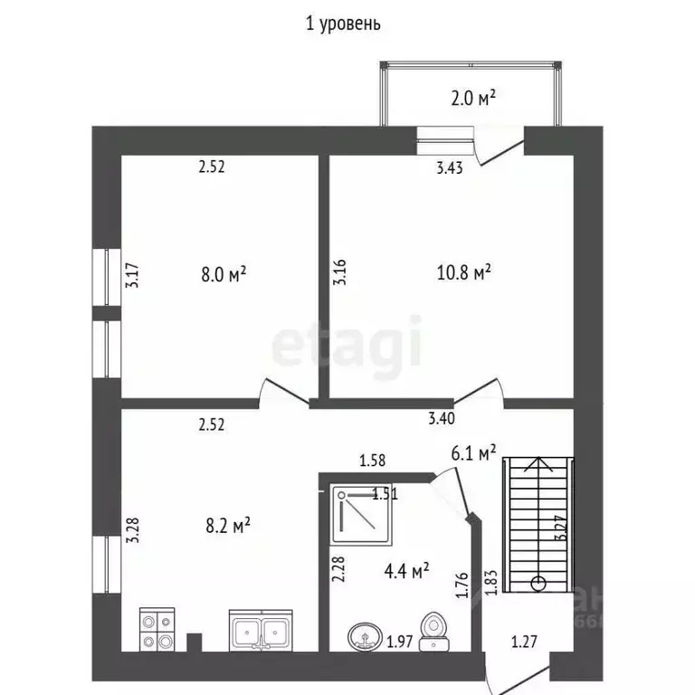 3-к кв. Калининградская область, Гурьевск Янтарная ул., 5 (50.7 м) - Фото 2