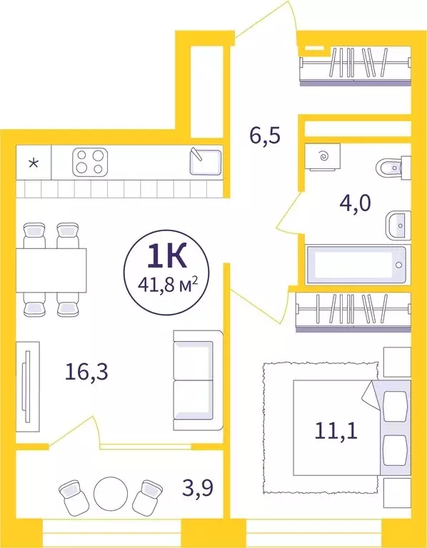 1-комнатная квартира: Екатеринбург, улица 22-го Партсъезда, 5 (39.86 ... - Фото 0