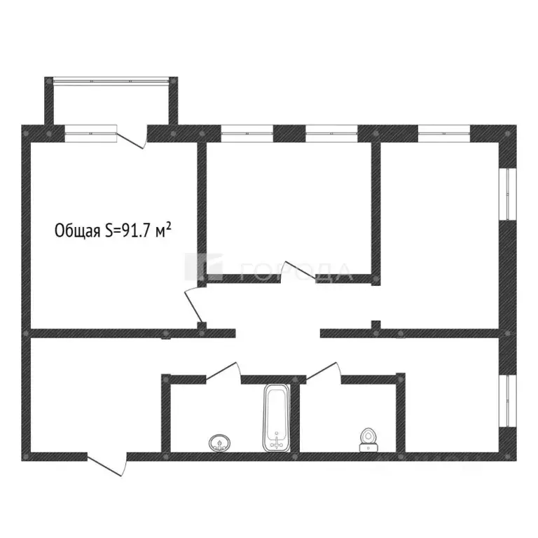 3-к кв. Алтайский край, Барнаул ул. Никитина, 98 (91.7 м) - Фото 2