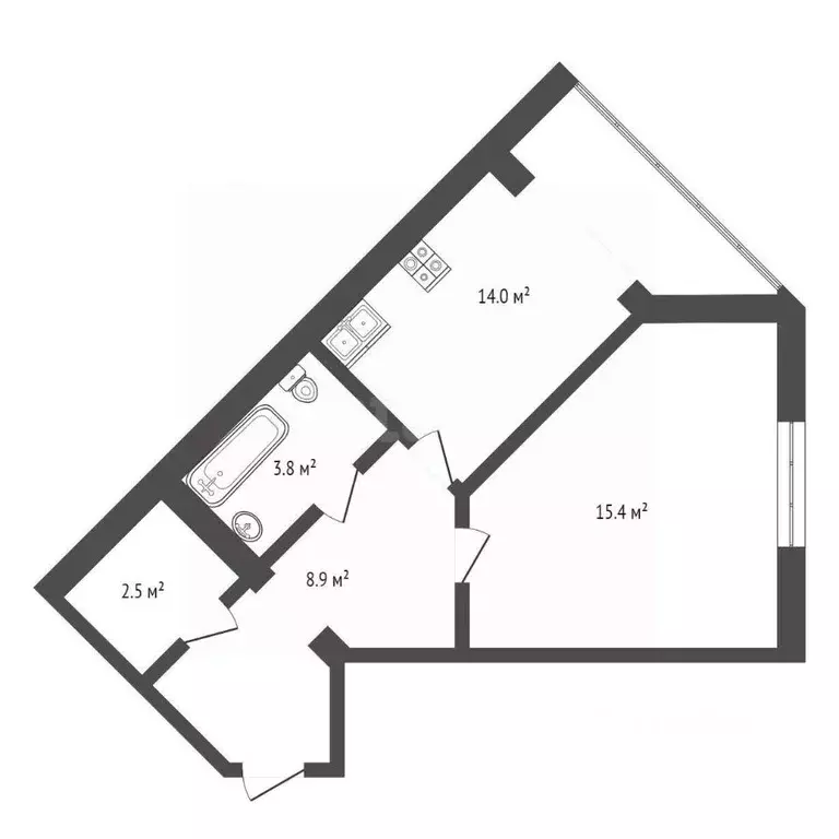 2-к кв. Тюменская область, Тюмень ул. Тимофея Кармацкого, 11 (41.1 м) - Фото 1