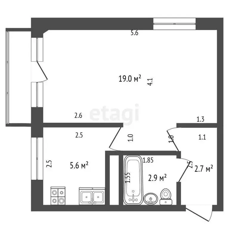 1-комнатная квартира: Орёл, Комсомольская улица, 246 (30.4 м) - Фото 0