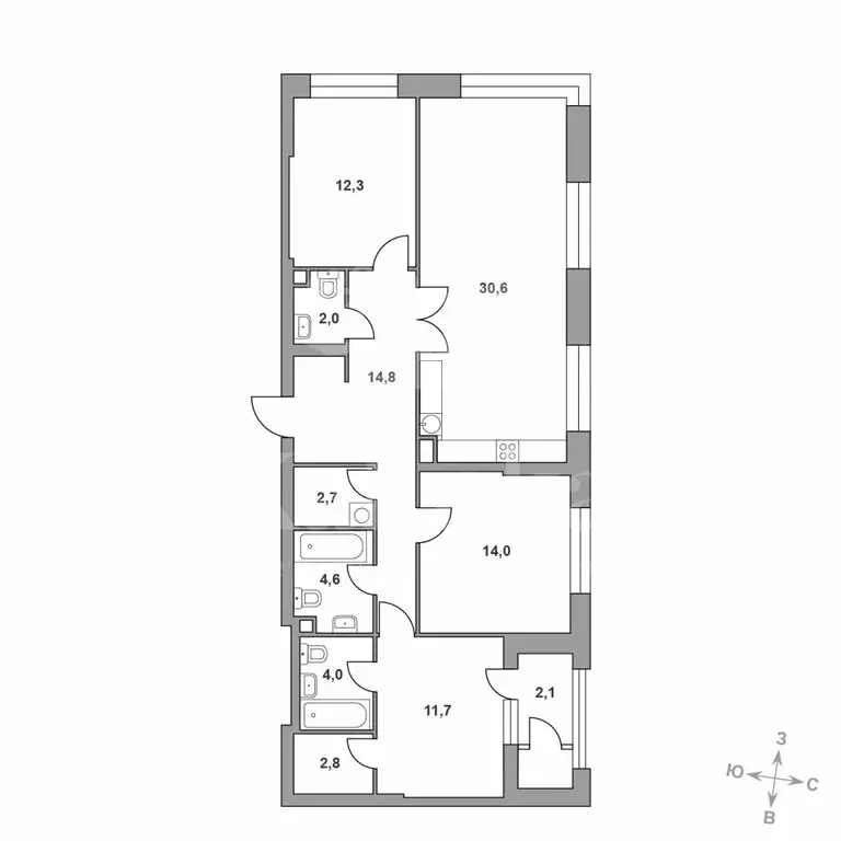 4-комнатная квартира: Москва, Строительный проезд, 9к1 (104 м) - Фото 1