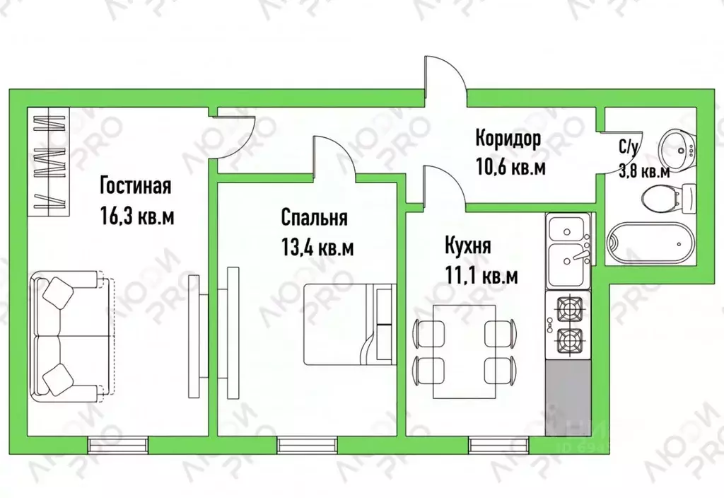 2-к кв. Кировская область, Киров ул. Садаковская, 2А (53.7 м) - Фото 2