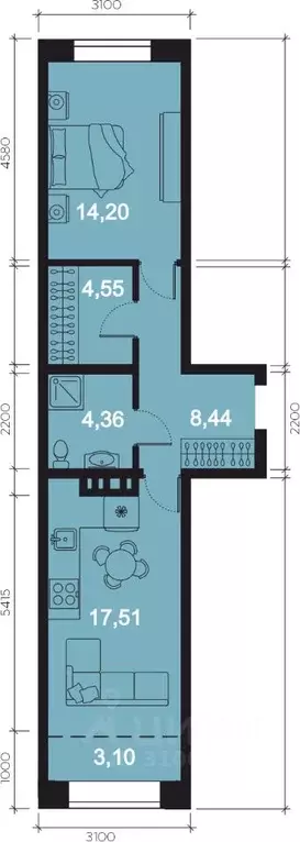 2-к кв. Иркутская область, Иркутск наб. Верхняя, 131 (52.16 м) - Фото 1