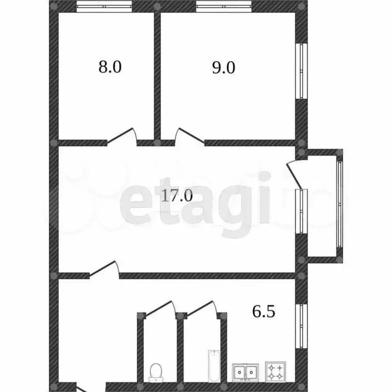 3-к. квартира, 50 м, 4/5 эт. - Фото 0