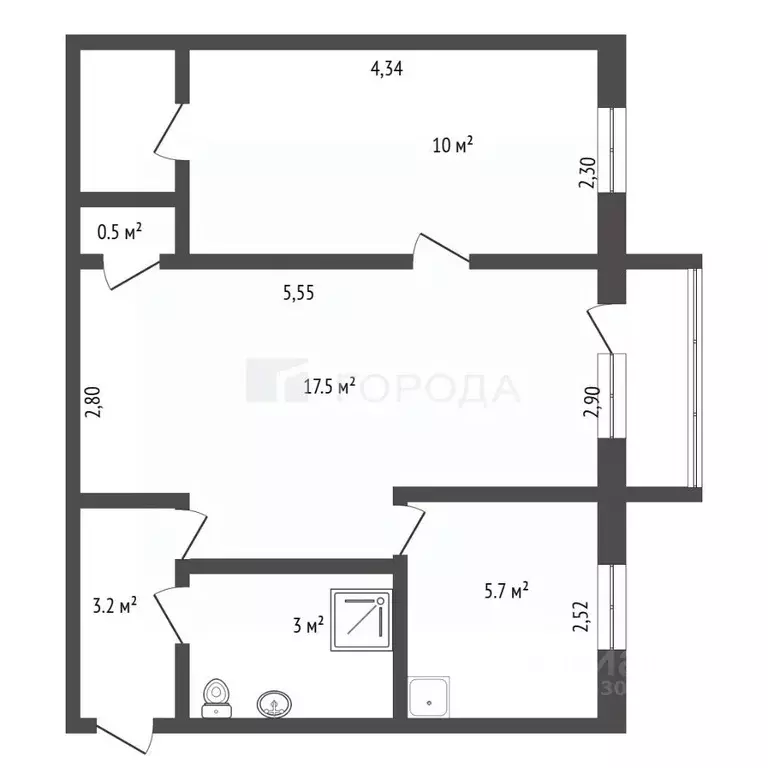 2-к кв. Калининградская область, Черняховск ул. Ленина, 5 (44.4 м) - Фото 2