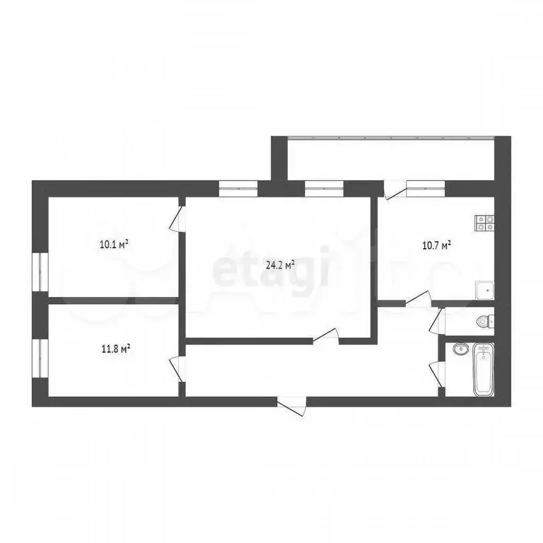3-к. квартира, 72,9 м, 4/9 эт. - Фото 0