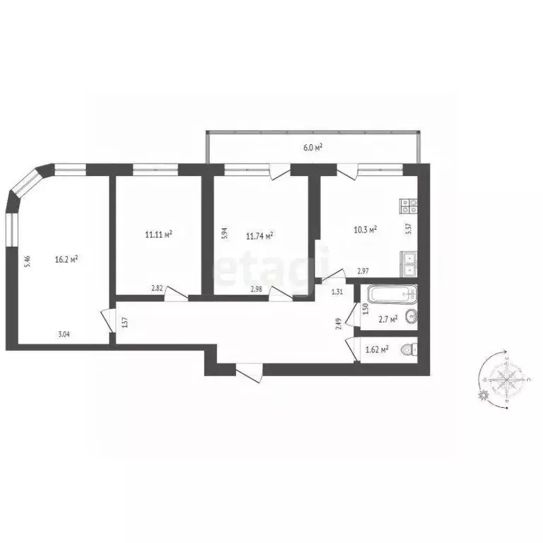 3-к кв. Ростовская область, Новочеркасск ул. Ященко, 6 (73.4 м) - Фото 1