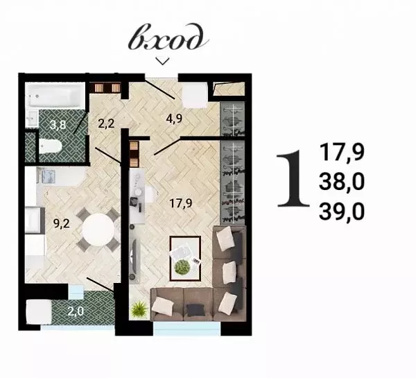 1-комнатная квартира: Воронеж, Ростовская улица, 18А (39.71 м) - Фото 1
