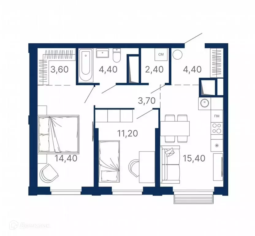 Продаётся 2-к квартира, 59.5 м - Фото 1