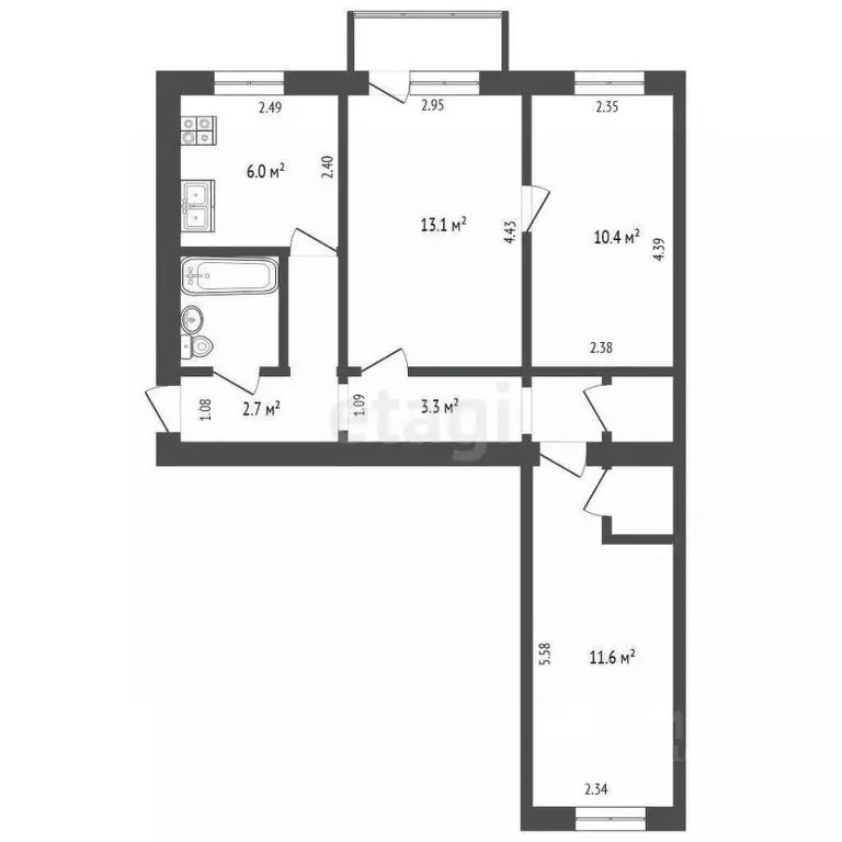 3-к кв. Московская область, Высоковск Клин городской округ, ул. ... - Фото 2