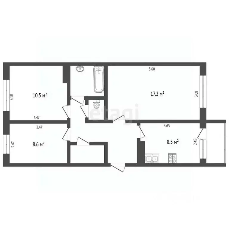 3-к кв. Камчатский край, Петропавловск-Камчатский ул. Виталия Кручины, ... - Фото 2