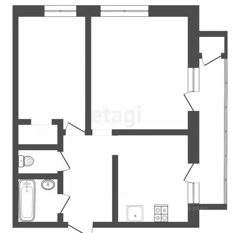 2-к кв. Тюменская область, Тюмень ул. Мельникайте, 131 (46.1 м) - Фото 2