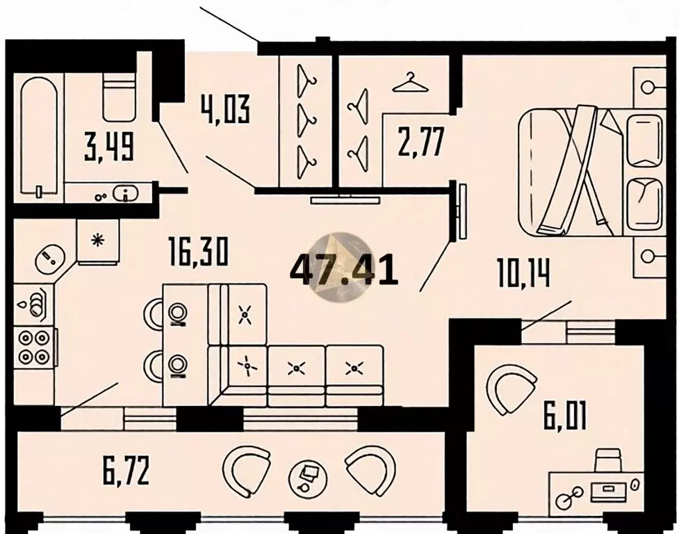 1-комнатная квартира: Санкт-Петербург, Алтайская улица, 39 (47.41 м) - Фото 1