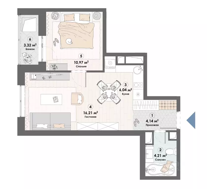 1-к кв. Московская область, Пушкино Надсоновский туп. (44.89 м) - Фото 1