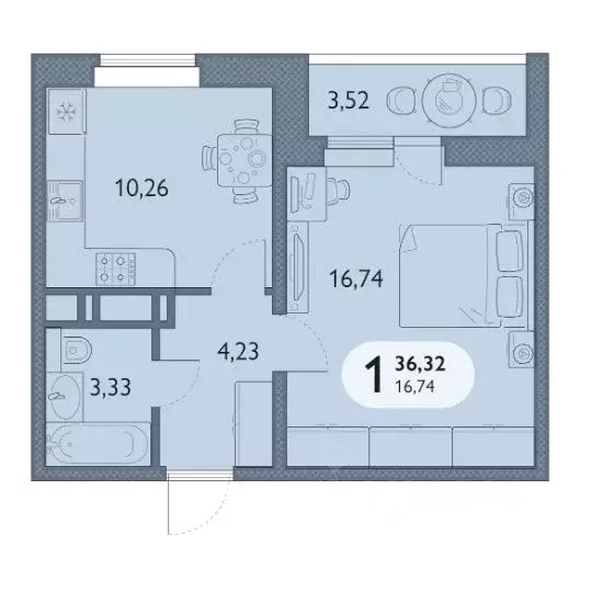 1-к кв. Брянская область, Брянск просп. Станке Димитрова, 67к7 (36.32 ... - Фото 1