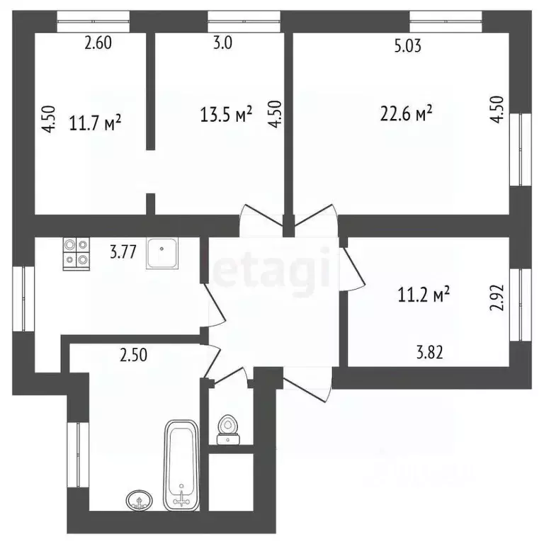 5-к кв. Владимирская область, Муром Красноармейская ул., 5 (93.0 м) - Фото 1