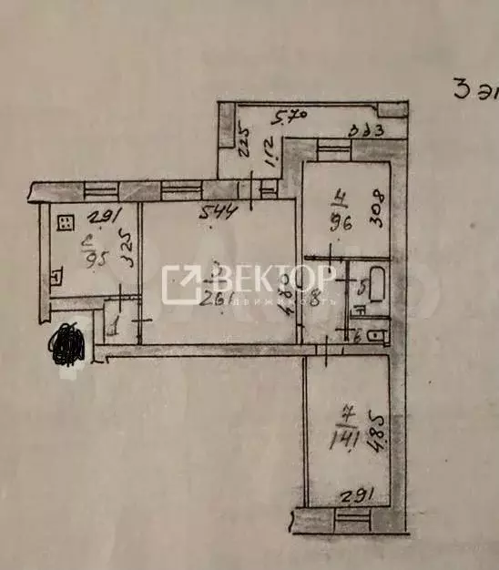 3-к. квартира, 80 м, 3/10 эт. - Фото 0