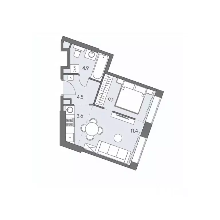 2-к кв. Москва ш. Боровское (дублер) (33.5 м) - Фото 0