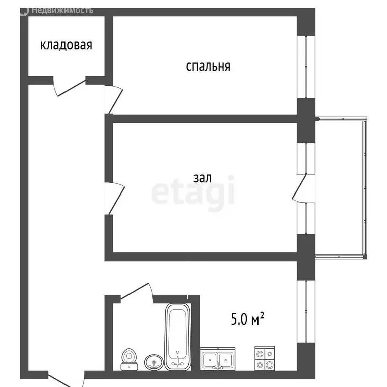 2-комнатная квартира: Новокузнецк, улица Циолковского, 51 (44.9 м) - Фото 1
