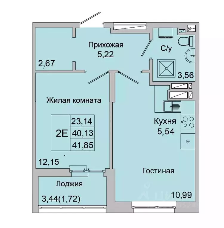 2-к кв. Ростовская область, Батайск ул. Булгакова, 11 (41.85 м) - Фото 1