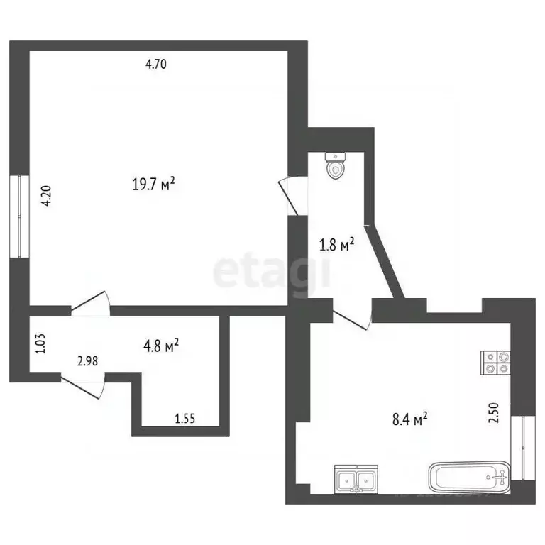 1-к кв. Крым, Симферополь ул. Маяковского (34.7 м) - Фото 0