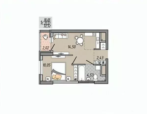 1-к кв. Свердловская область, Екатеринбург ул. Печатников (32.52 м) - Фото 1