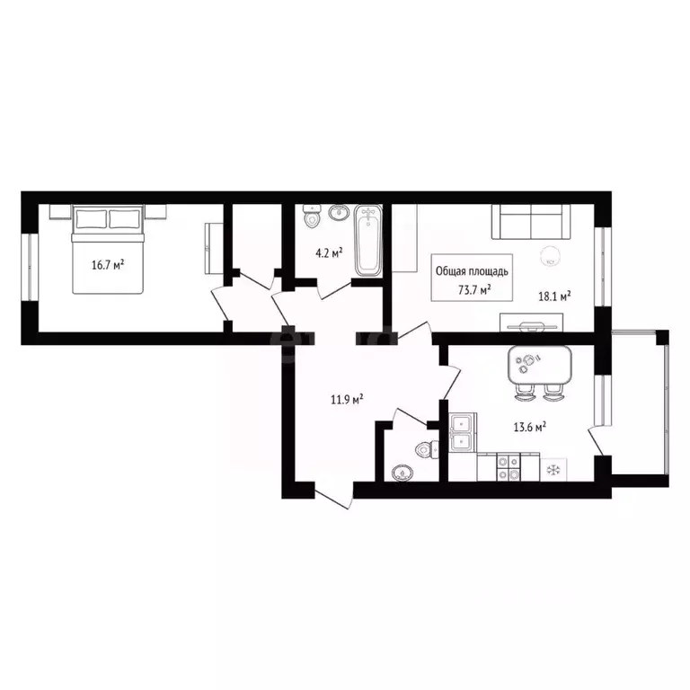 2-к кв. Новосибирская область, Бердск ул. Красная Сибирь, 123 (73.7 м) - Фото 2