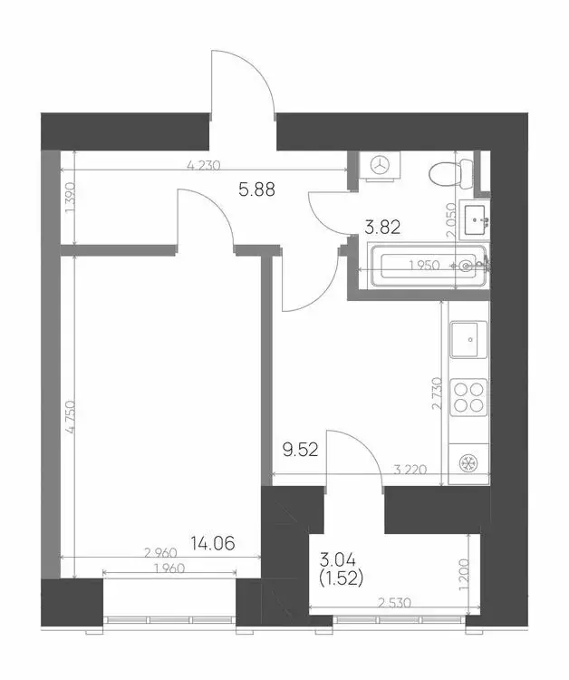 1-комнатная квартира: Нижнекамск, 15-й микрорайон (34.8 м) - Фото 0