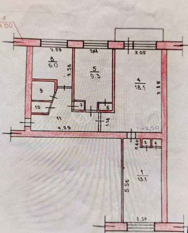 3-к. квартира, 58,5 м, 2/5 эт. - Фото 0