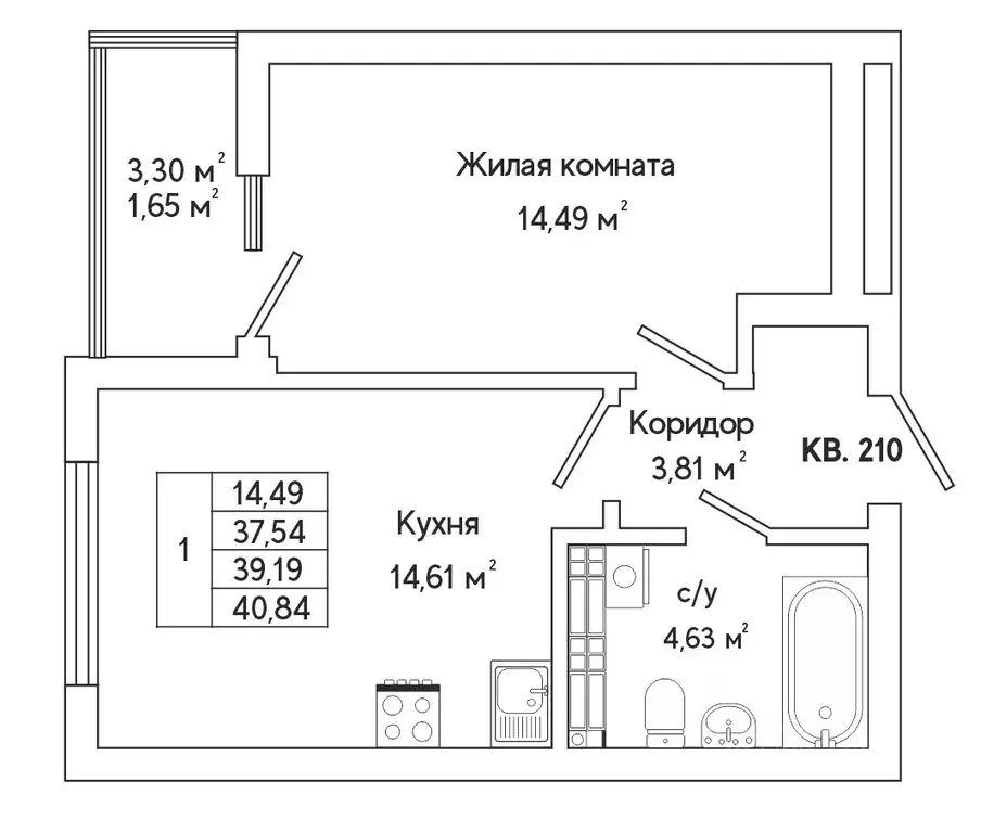 1-к кв. Свердловская область, Екатеринбург ул. Яскина, 14/3 (39.0 м) - Фото 1