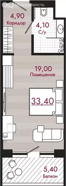 Квартира-студия: Краснодарский край, Туапсинский муниципальный округ, ... - Фото 1