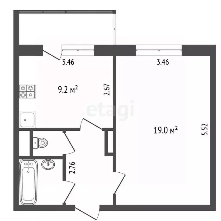 1-к кв. Омская область, Омск ул. Завертяева, 9к22 (36.9 м) - Фото 1