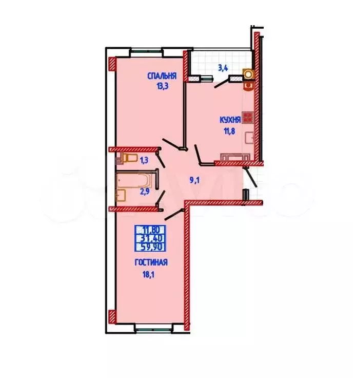 2-к. квартира, 60 м, 18/18 эт. - Фото 0