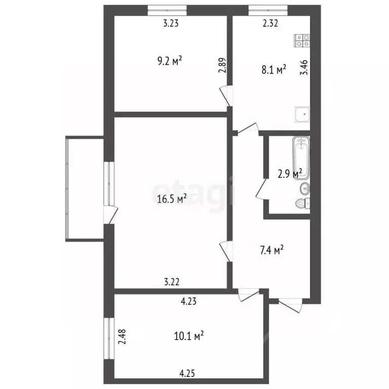 3-к кв. Тамбовская область, Тамбов Астраханская ул., 8 (54.2 м) - Фото 2