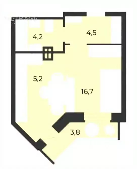 Студия Новосибирская область, Новосибирск Дачная ул., 42 (32.0 м) - Фото 1
