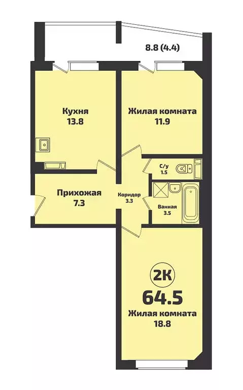 2-комнатная квартира: Новосибирский район, Станционный сельсовет, ... - Фото 0