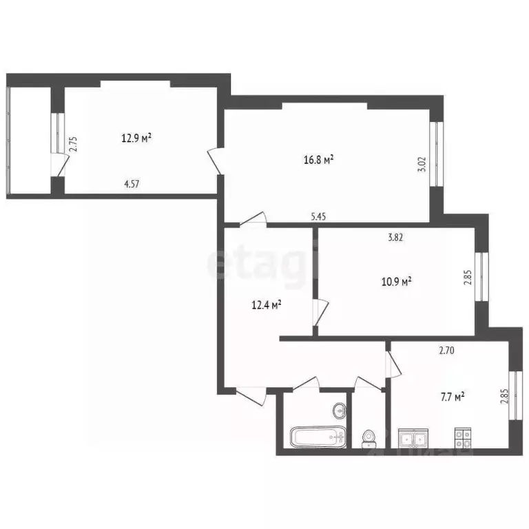 3-к кв. Ямало-Ненецкий АО, Новый Уренгой Мирный мкр, 1/5 (65.4 м) - Фото 1