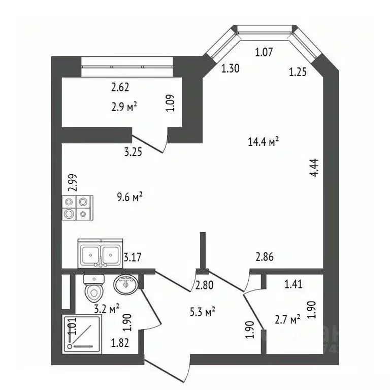 1-к кв. Санкт-Петербург Малая Бухарестская ул., 12 (35.2 м) - Фото 2