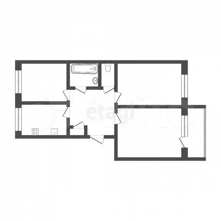 3-к. квартира, 59,6 м, 3/5 эт. - Фото 0