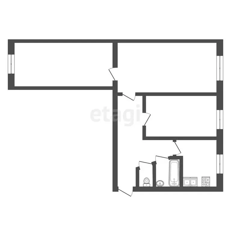 3-комнатная квартира: Тамбов, Елецкая улица, 58 (60.6 м) - Фото 0