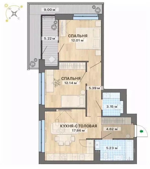 2-к кв. Свердловская область, Екатеринбург пер. Ударников, 33 (74.62 ... - Фото 1