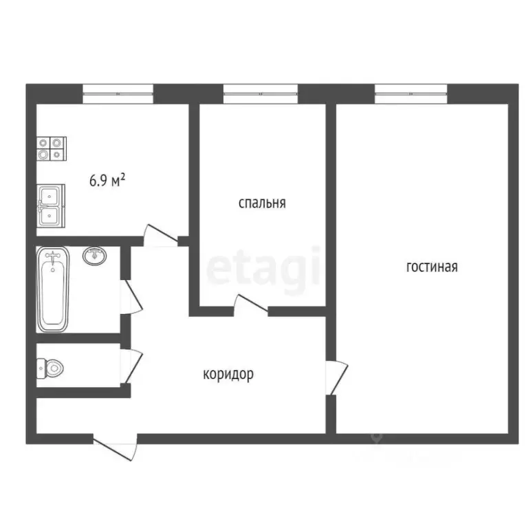 2-к кв. Ямало-Ненецкий АО, Ноябрьск Магистральная ул., 121 (54.8 м) - Фото 2